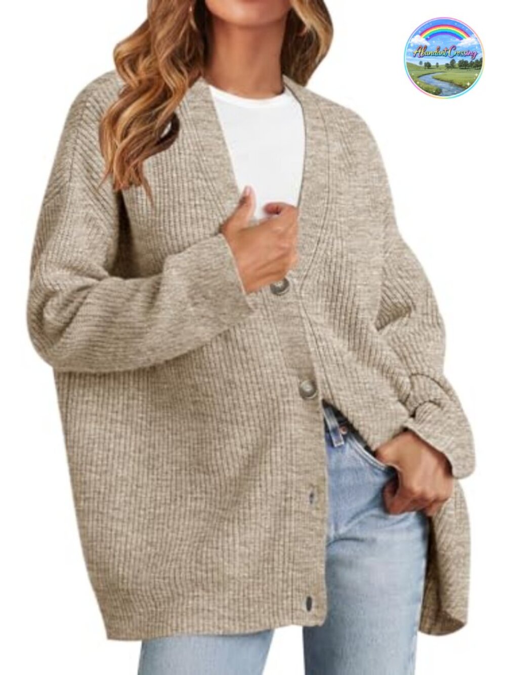 Oversized V Neck Button Down Cardigan Sweater